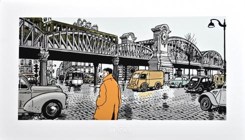 Estampe pigmentaire Tardi Nestor Burma dans le 18ème arrdt (35x60) 475ex. Numérotés