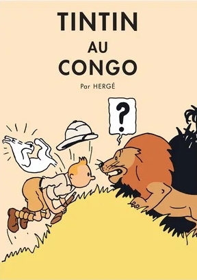 CP Hergé Couv Les aventures de Tintin T02 N/B colorisé - Au Congo