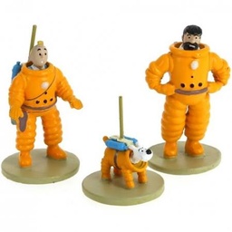 Figurine résine Tintin Coffret lune 3 mini figurines (Tintin, Milou & Haddock)