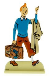 Figurine métal Tintin en relief – Tintin à la valise