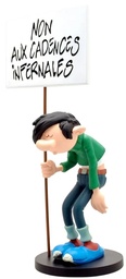 Figurine résine Gaston - La pancarte "Non aux cadences infernales"