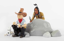 Figurine métal Tintin - V.O. Tintin en Amérique avec l'indien