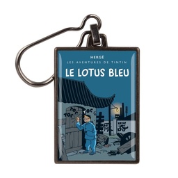Tintin Porte-clé métal - Couverture T05 Le Lotus Bleu N/B colorisée